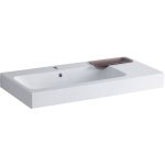 LAVOAR GEBERIT ICON CU BLAT DREAPTA SI BOL DECORATIV 90X48.5,ORIFICIU BATERIE, CU PREAPLIN, ALB