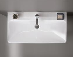 LAVOAR GEBERIT SMYLE SQUARE 75 CU ORIFICIU BATERIE SI PREAPLIN, ALB - imagine 1