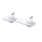 LAVOAR LOUIS 144X48, DOUA CUVE, MARMURA COMPOZITA, ALB MAT