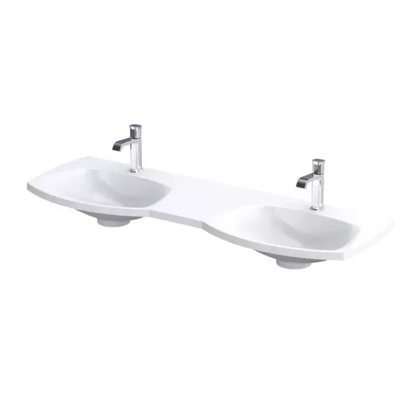 LAVOAR LOUIS 144X48, DOUA CUVE, MARMURA COMPOZITA, ALB MAT