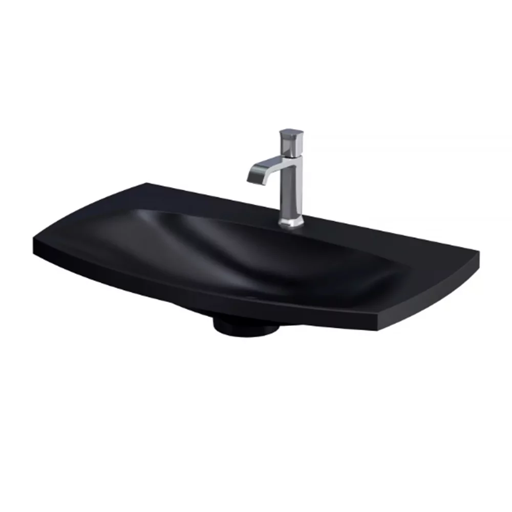 LAVOAR LOUIS 82X48, MARMURA COMPOZITA, NEGRU MAT - imagine 1