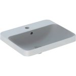 LAVOAR ÎNCORPORAT GEBERIT VARIFORM, DREPTUNGHIULAR, CU BANC CU ORIFICII DE ROBINET B-55CM,T-45CM,PREAPLIN VIZIBIL, GLAZURAT ALB