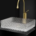 Lavoar sticla transparent pe blat 46x33