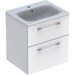 MOBILIER 55 CM SELNOVA SQUARE CU LAVOAR, DOUA SERTARE,ALB
