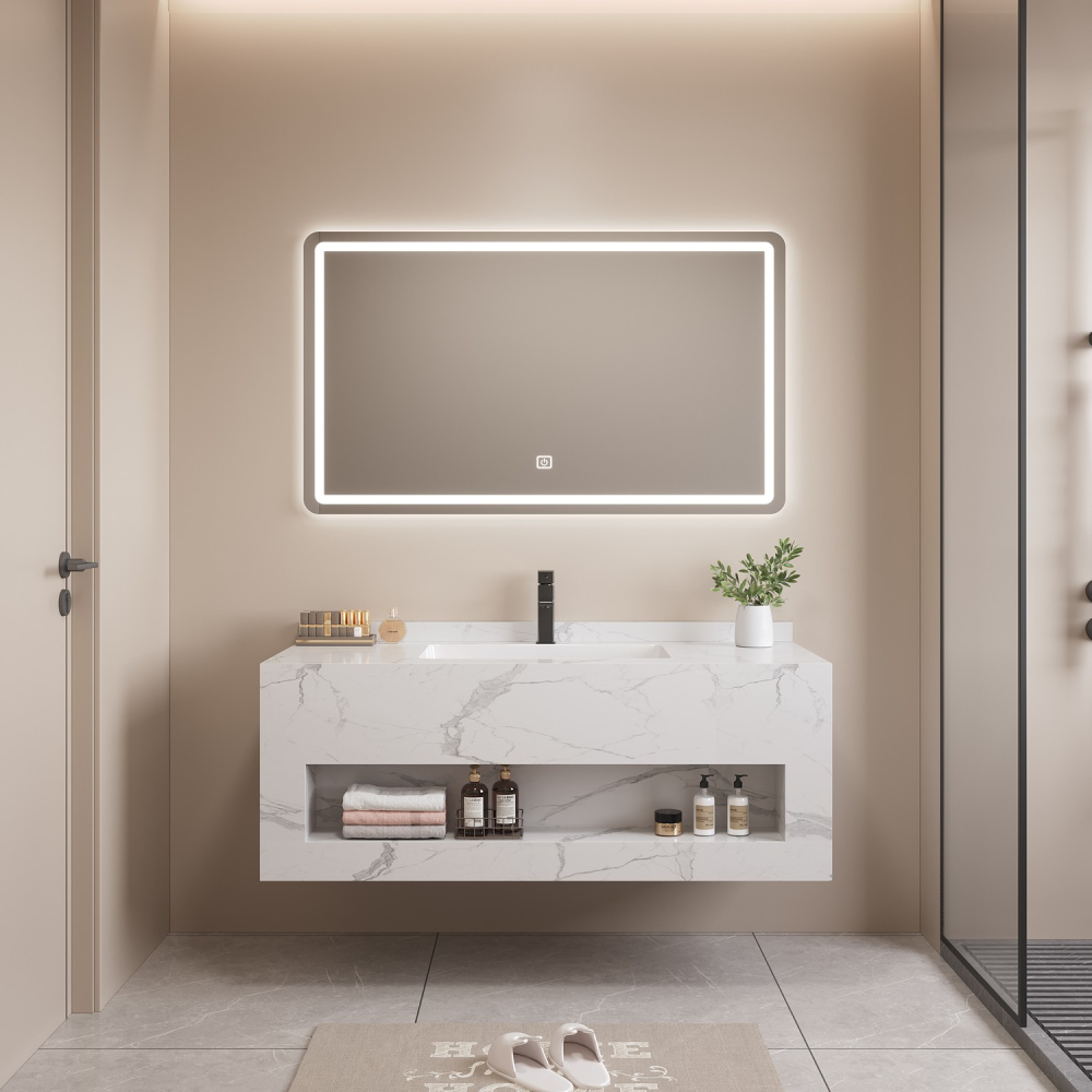 Mobilier baie compozit ceramic alb fulger WHRS 800x500x420 - imagine 2