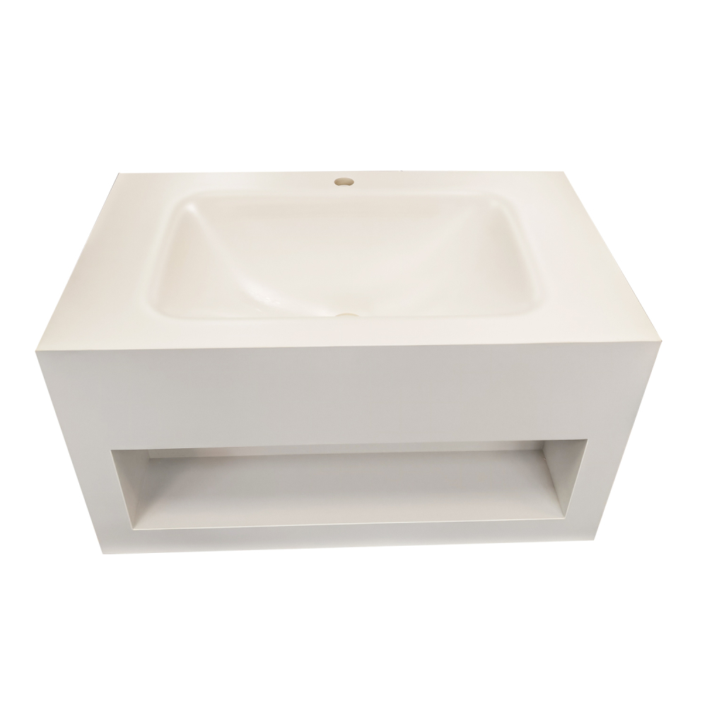 Mobilier baie compozit ceramic alb mat 100x50x42 - imagine 2