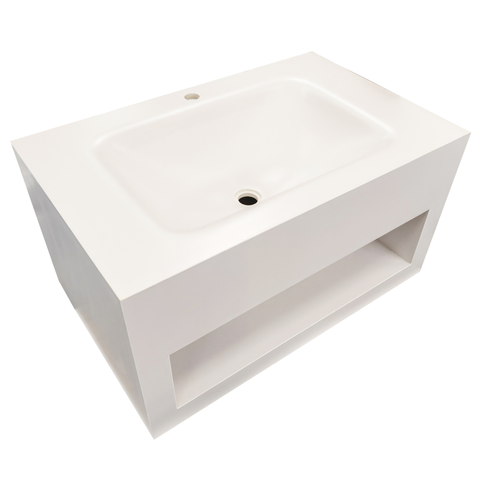 Mobilier baie compozit ceramic alb mat 80x50x42 - imagine 1