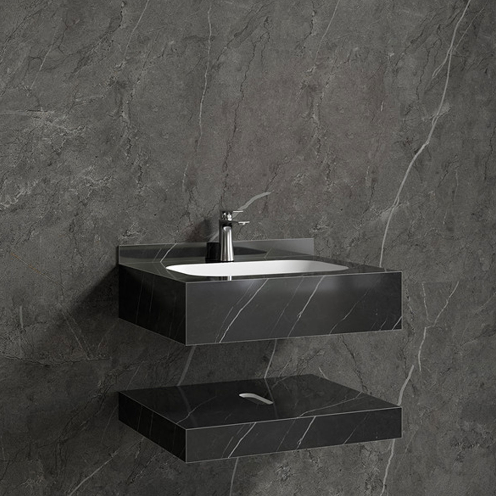 Mobilier baie compozit ceramic negru 600x500x150 - imagine 1