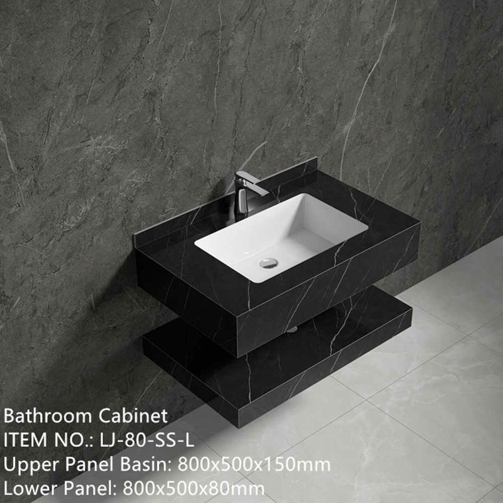 Mobilier baie negru compozit ceramic 800x500x150 - imagine 2