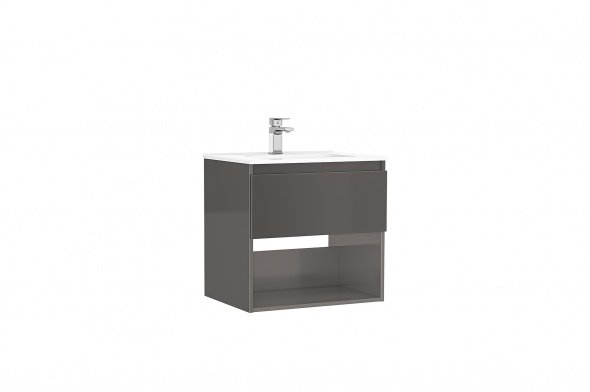 MOBILIER DAILY 60X46X56.5 ANTRACIT LUCIOS,1 SERTAR+RAFT,CU LAVOAR - imagine 1