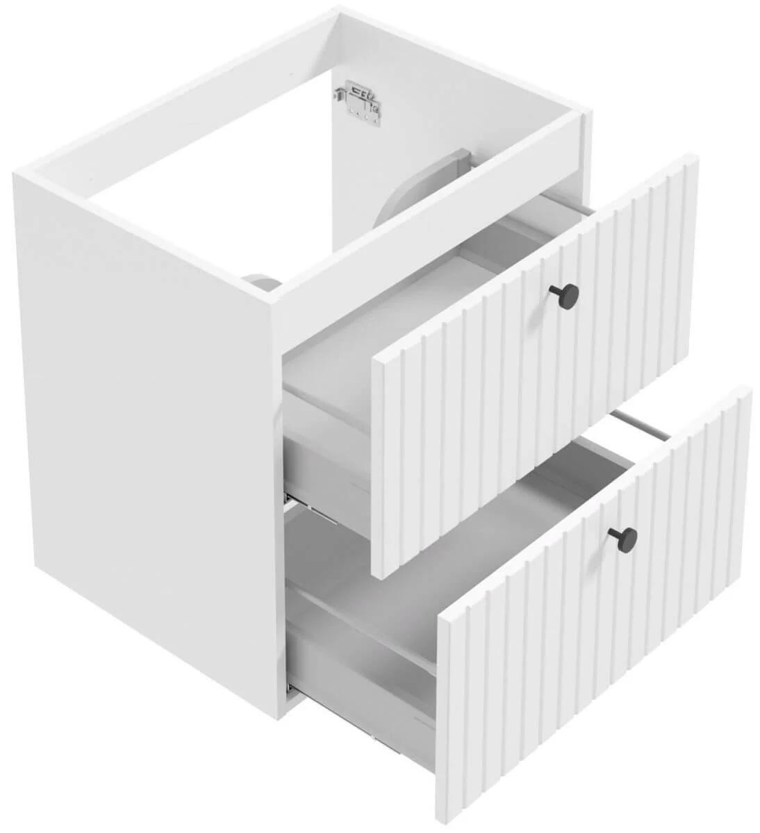 MOBILIER FUEGO 80, SUSPENDAT, 80X60X45 CM, DOUA SERTARE SOFT-CLOSE, FARA MANERE, ALB MAT - imagine 1
