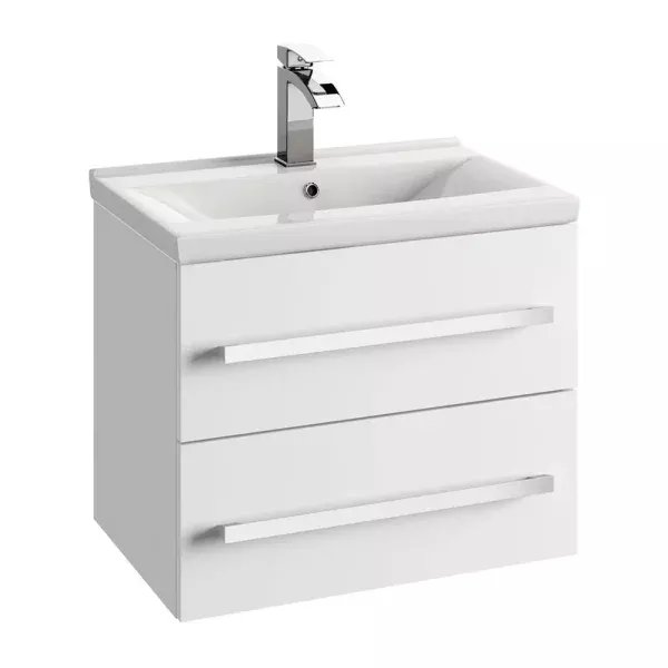 MOBILIER GRANADA 60, 59.9X39.8X50 CM, 2 SERTARE SOFT-CLOSE, MANERE CROM, ALB LUCIOS