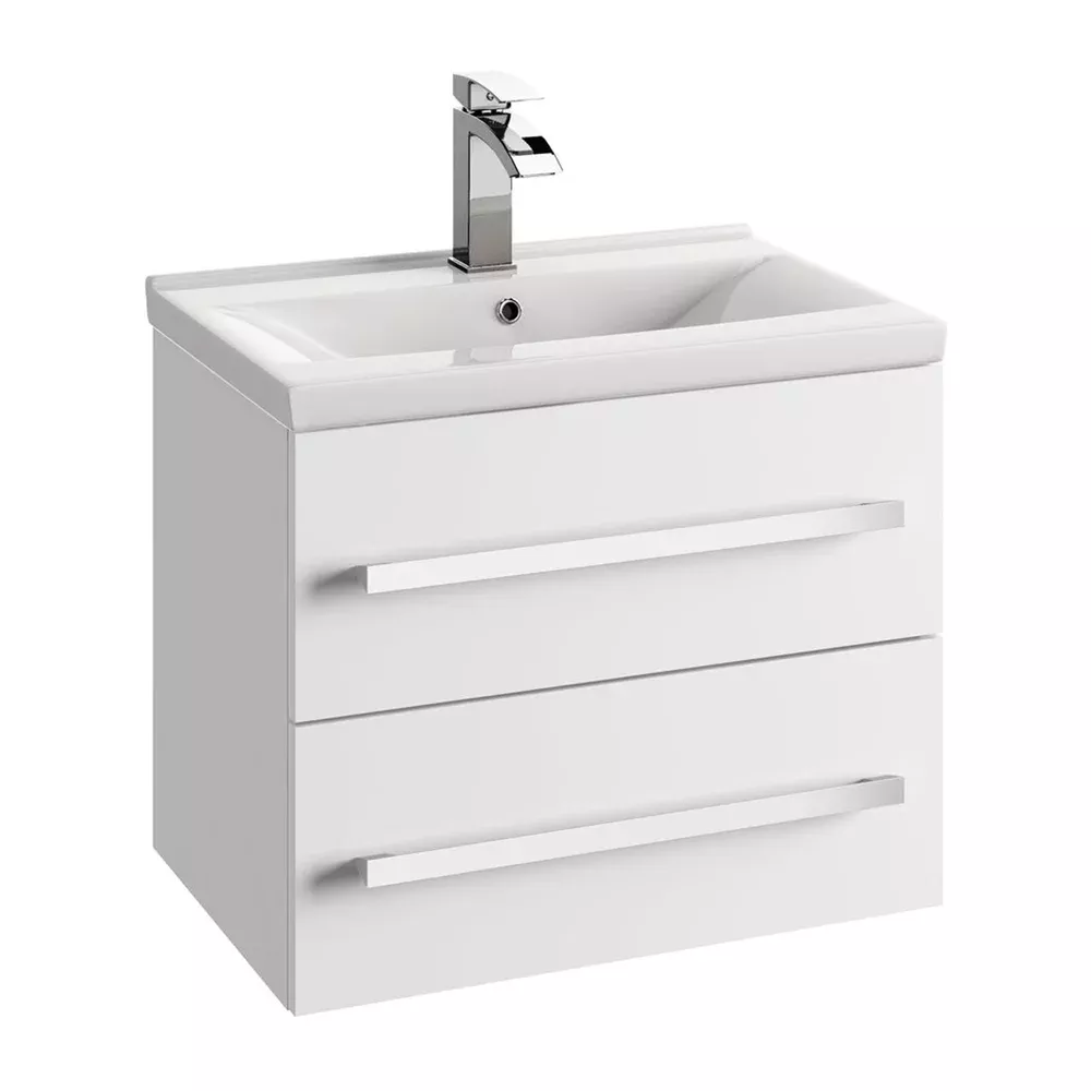 MOBILIER GRANADA 60, 59.9X39.8X50 CM, 2 SERTARE SOFT-CLOSE, MANERE CROM, ALB LUCIOS - imagine 1