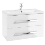MOBILIER GRANADA 80, 79.9X39.8X50 CM, 2 SERTARE SOFT-CLOSE, MANERE CROM, ALB LUCIOS