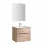 MOBILIER JADE 60 CM + LAVOAR SMILE + OGLINDA CU SPOT ROBLE BARDOLINO