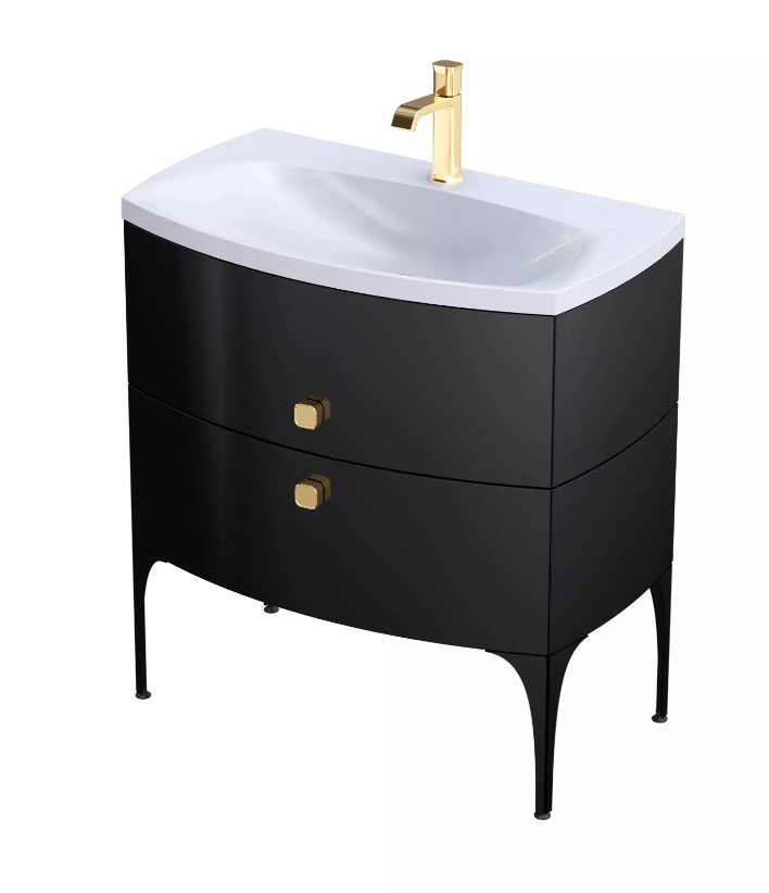 MOBILIER LOUIS 82 CM, 2 SERTARE SOFT-CLOSE, NEGRU LUCIOS - imagine 1