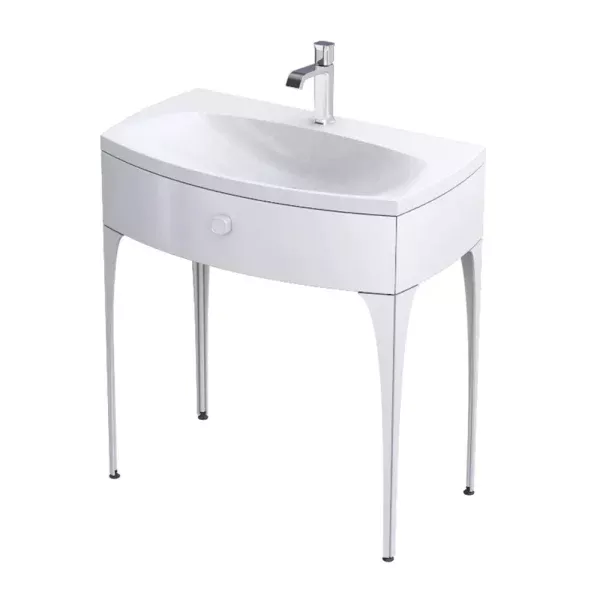 MOBILIER LOUIS 82 CM, UN SERTAR SOFT-CLOSE, PICIOARE INCLUSE, ALB LUCIOS