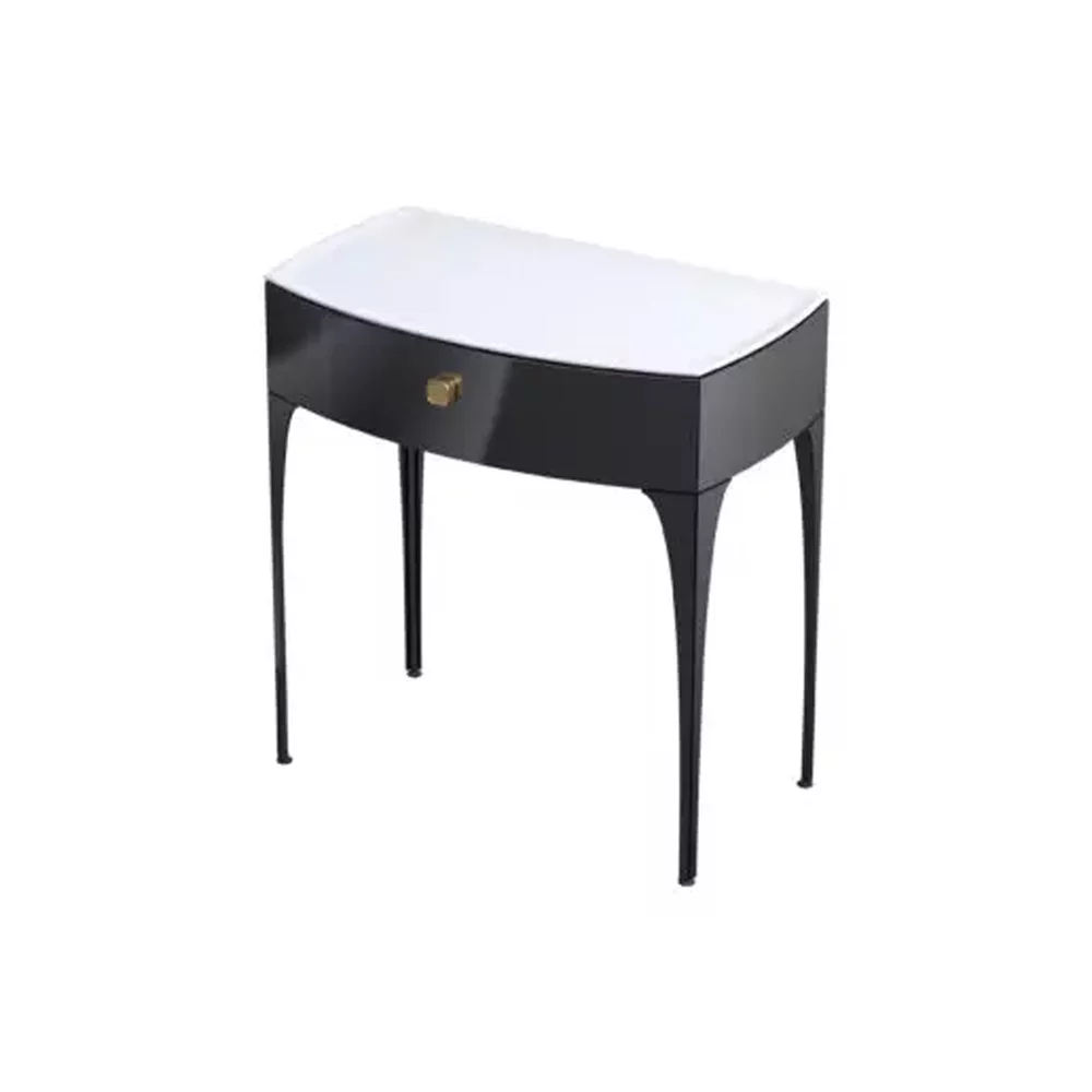 MOBILIER LOUIS 82 CM, UN SERTAR SOFT-CLOSE, PICIOARE INCLUSE, NEGRU LUCIOS - imagine 1