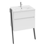 MOBILIER OP-ARTY 80, 83.5X40.2X79.9 CM,  2 SERTARE SOFT-CLOSE, ALB LUCIOS, PICIOARE NEGRU MAT