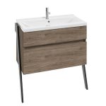 MOBILIER OP-ARTY 80, 83.5X40X79.9 CM,  2 SERTARE SOFT-CLOSE, NUC ROCKFORD, PICIOARE NEGRU MAT
