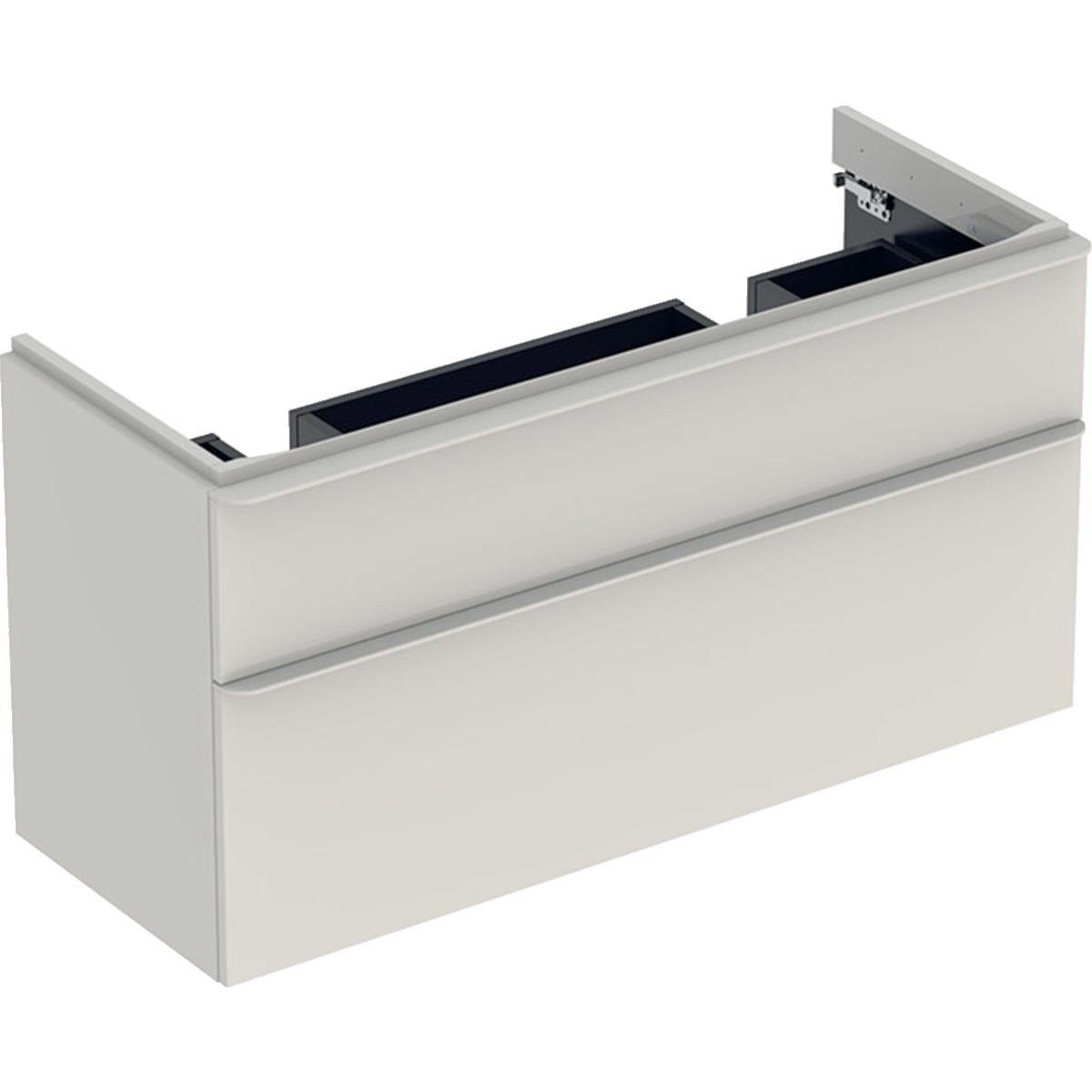 MOBILIER PENTRU LAVOAR DUBLU SMYLE SQUARE CU DOUA SERTARE 118.4X61.7X47 GRI NISIP - imagine 1