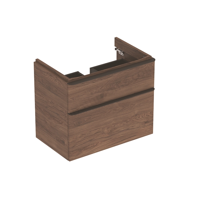MOBILIER PENTRU LAVOAR SMYLE SQUARE CU DOUA SERTARE 73.4X47  NUC AMERICAN HICKORY - imagine 1