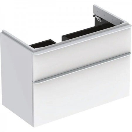 MOBILIER PENTRU LAVOAR SMYLE SQUARE CU DOUA SERTARE 88.4X61.7X47 ALB LUCIOS - imagine 1