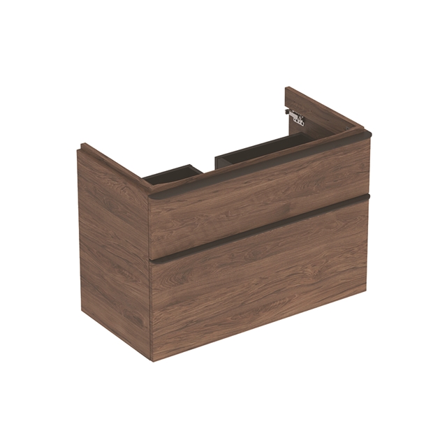 MOBILIER PENTRU LAVOAR SMYLE SQUARE CU DOUA SERTARE 88.4X61.7X47 NUC AMERICAN HICKORY - imagine 1