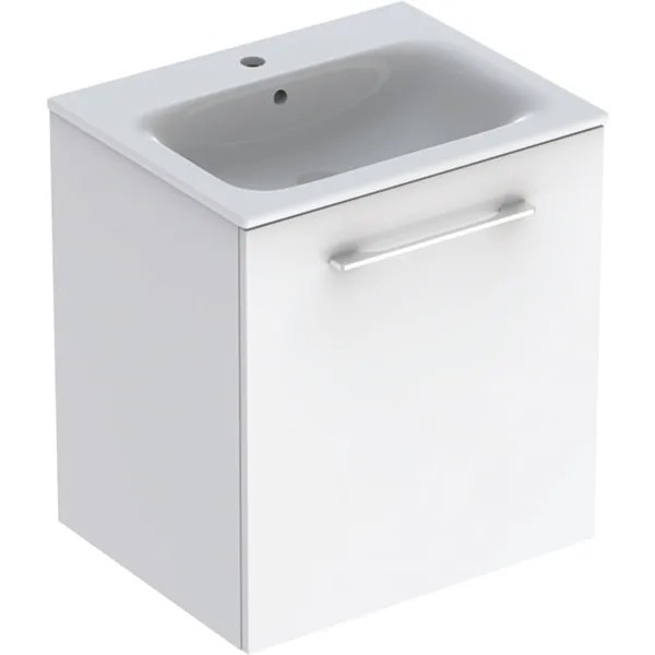 MOBILIER SELNOVA SQUARE 60 CM CU O USA PENTRU LAVOAR MOBILIER, MARGINE INGUSTA, ALB - imagine 1