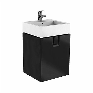 MOBILIER TWINS PENTRU LAVOAR 50 CM, CU UN SERTAR, NEGRU MAT - imagine 1