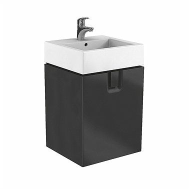 MOBILIER TWINS PENTRU LAVOAR 50 CM CU USA NEGRU MAT - imagine 1