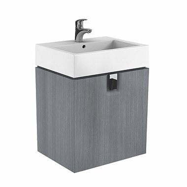 MOBILIER TWINS PENTRU LAVOAR 60 CM, CU 1 SERTAR,GRI STEJAR - imagine 1