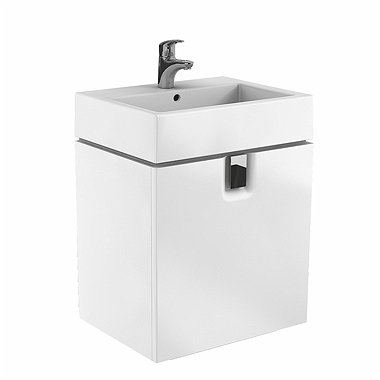 MOBILIER TWINS PENTRU LAVOAR 60 CM CU USA,ALB LUCIOS - imagine 1