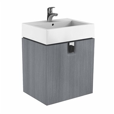 MOBILIER TWINS PENTRU LAVOAR 60 CM CU USA GRI ARGINTIU - imagine 1