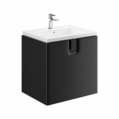 MOBILIER TWINS PENTRU LAVOAR 60 CM CU USA, NEGRU MAT - imagine 1