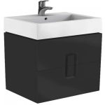 MOBILIER TWINS PENTRU LAVOAR 80 CM CU DOUA SERTARE,NEGRU MAT