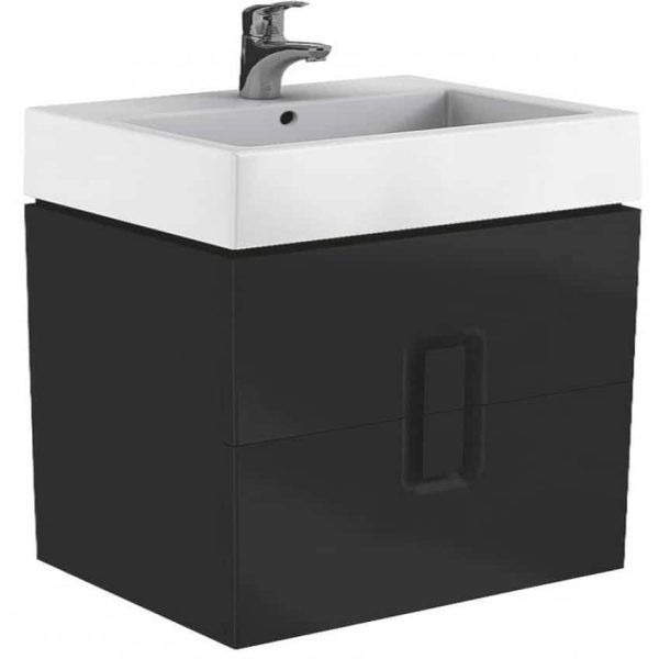 MOBILIER TWINS PENTRU LAVOAR 80 CM CU DOUA SERTARE,NEGRU MAT