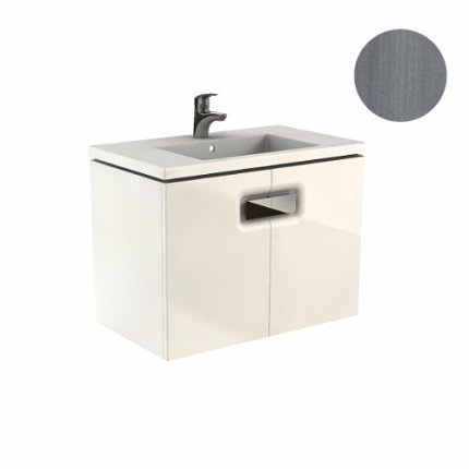 MOBILIER TWINS PENTRU LAVOAR 80 CM CU DOUA USI, GRI ARGINTIU - imagine 1