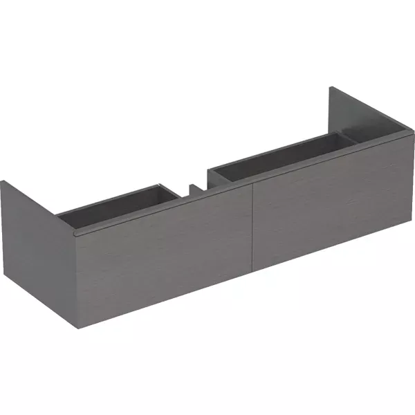 MOBILIER XENO 2 PENTRU LAVOAR, CU DOUA ORIFICII DE ROBINET, CU DOUA SERTARE, 1395X350x473, MELAMINA STRUCTURA LEMNOASA/GRI SCULTURA - imagine 1
