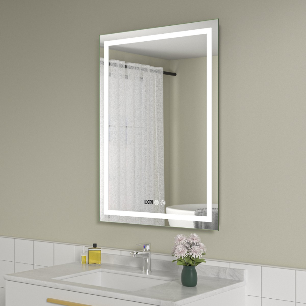 Oglinda baie led 60x80 cu dezaburire si ceas digital - imagine 2