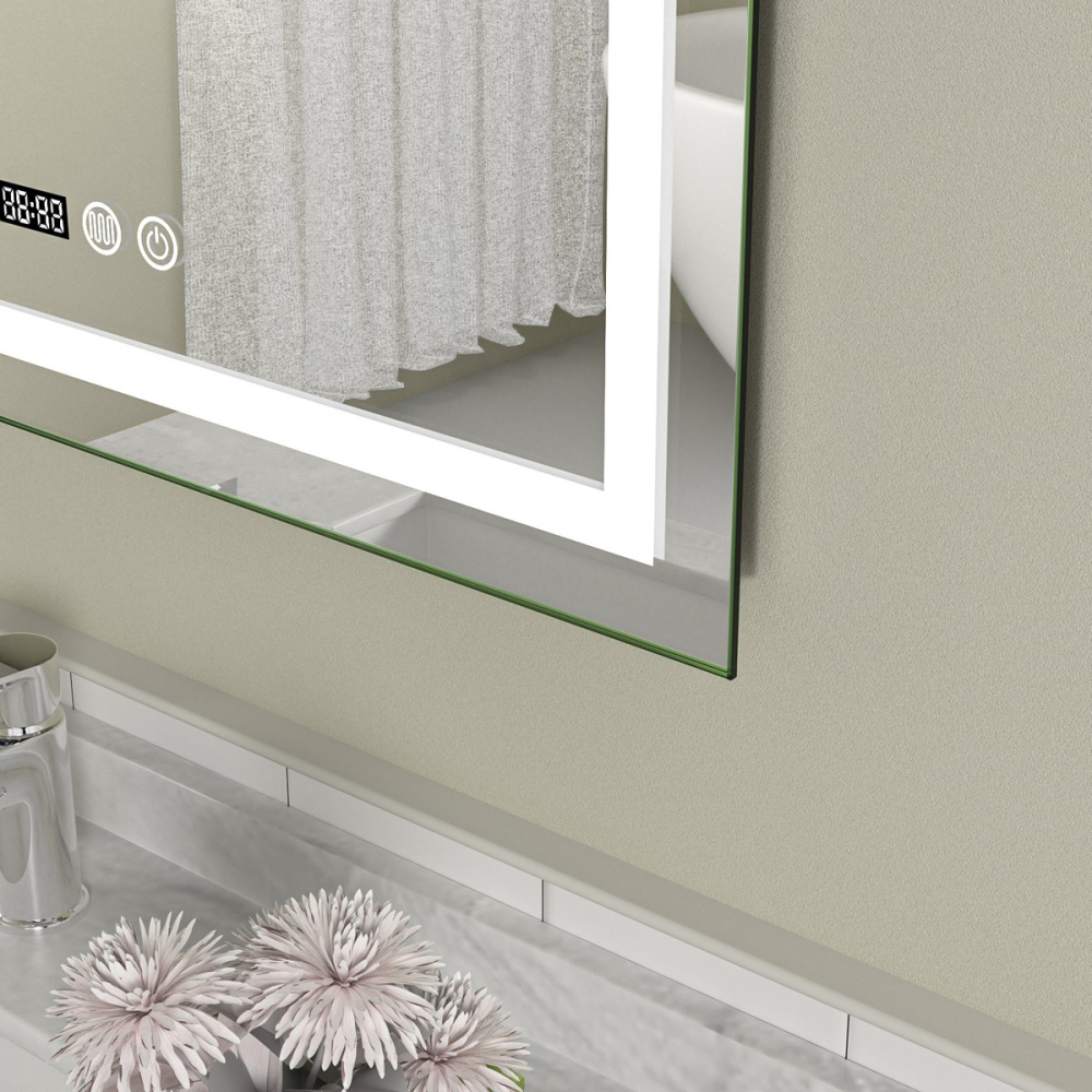 Oglinda baie led 60x80 cu dezaburire si ceas digital - imagine 4