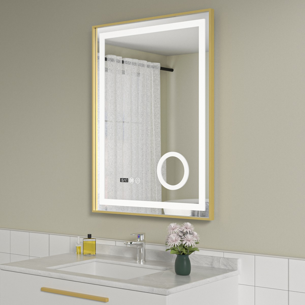 Oglinda baie 60x80 led cu lupa. Rama aurie - imagine 2