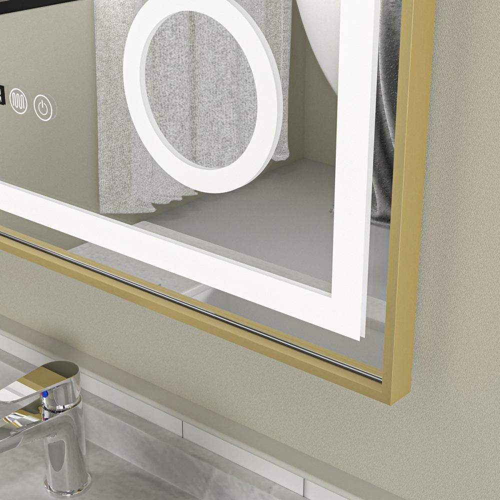 Oglinda baie 60x80 led cu lupa. Rama aurie - imagine 3