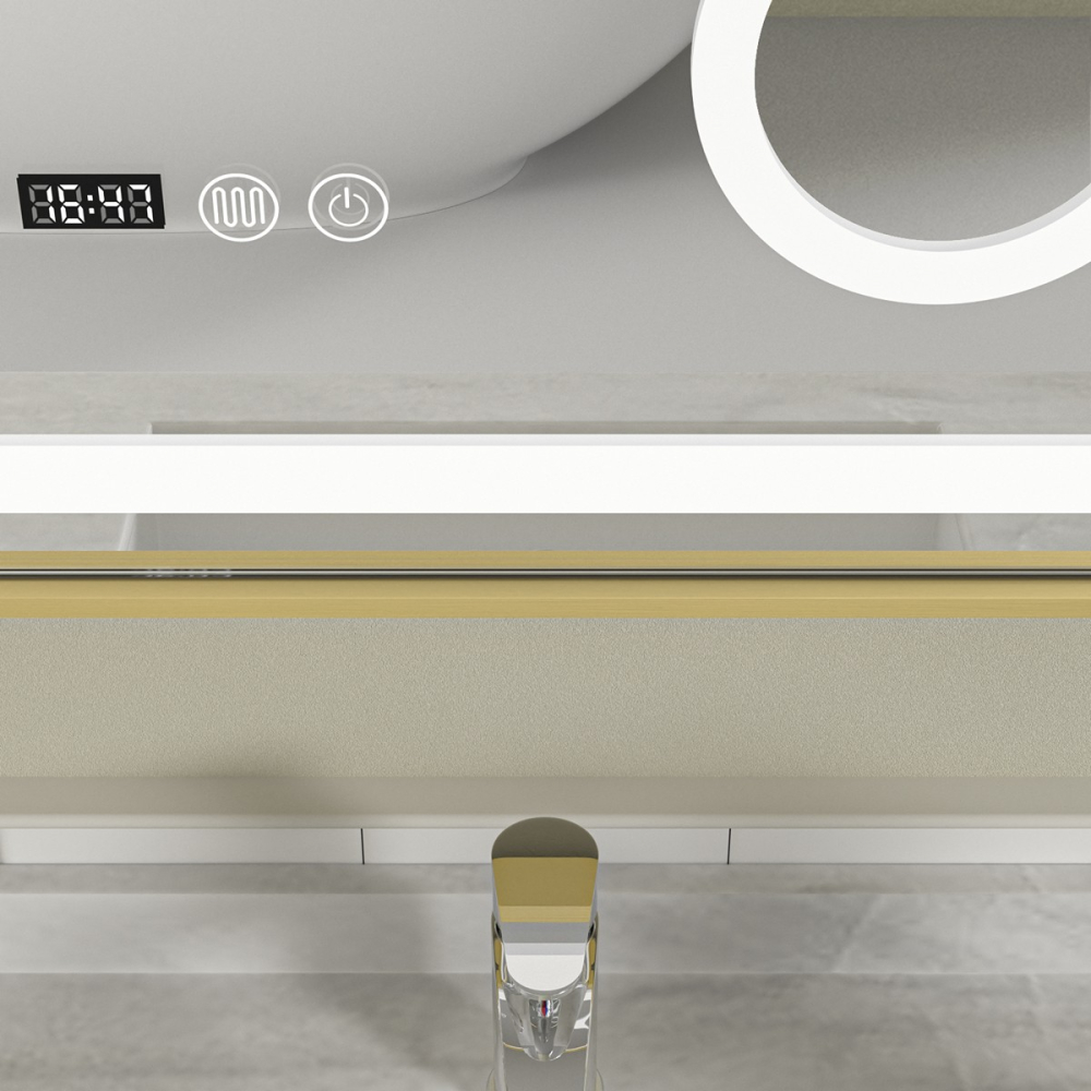 Oglinda baie 60x80 led cu lupa. Rama aurie - imagine 4