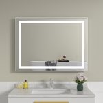 Oglinda baie led 80x60 cu rama din aluminiu argintie