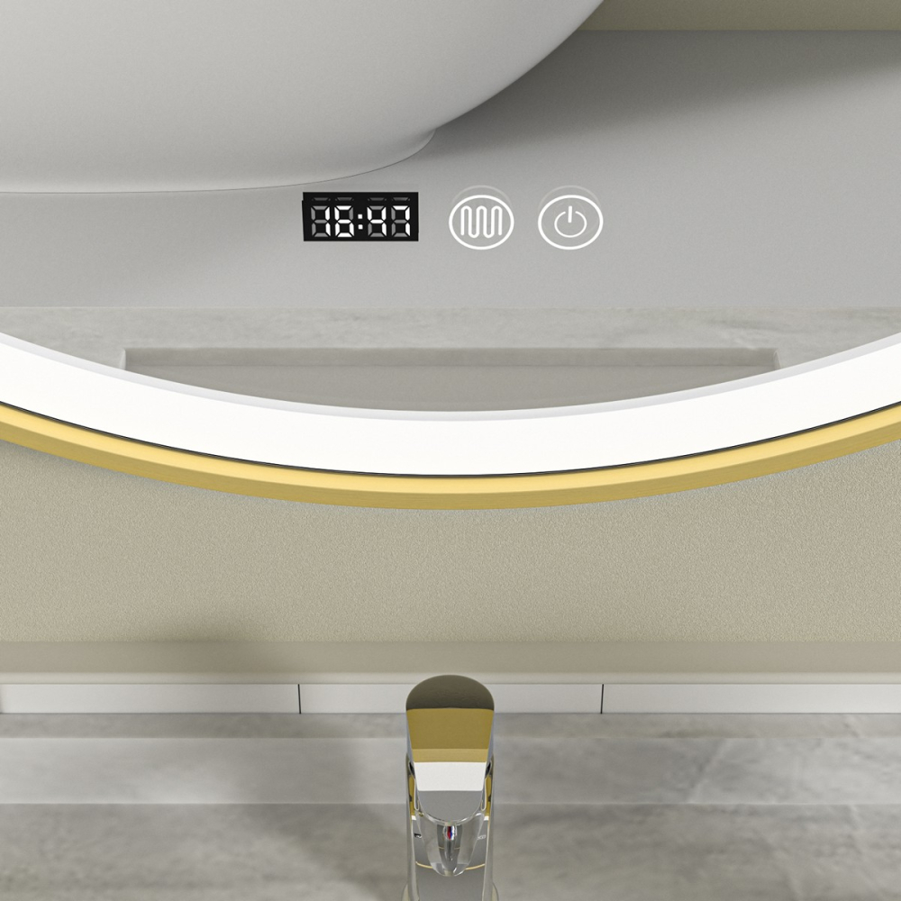 Oglinda baie 90x90 rotunda cu dezaburire. Rama aurie - imagine 4