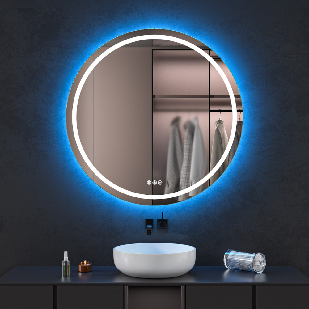 Oglinda baie cu led RGB 90x90 rotunda cu dezaburire - imagine 14