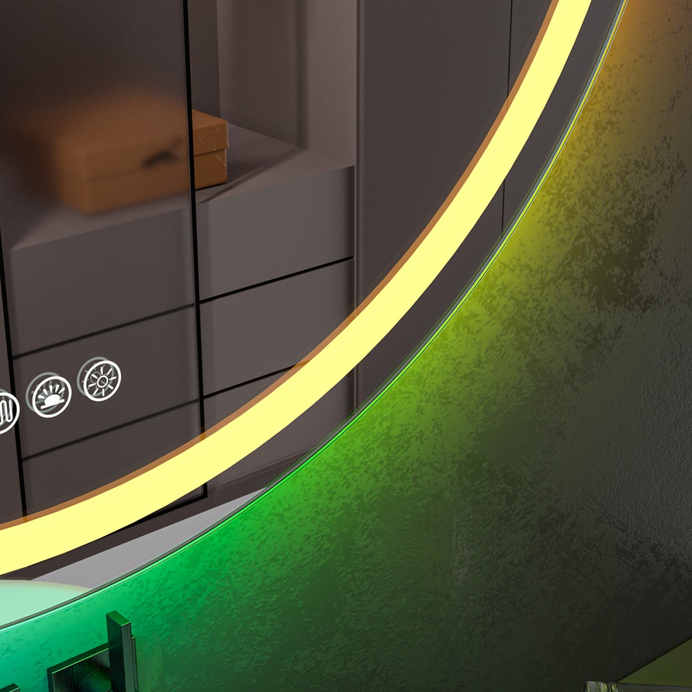 Oglinda baie cu led RGB 90x90 rotunda cu dezaburire - imagine 6