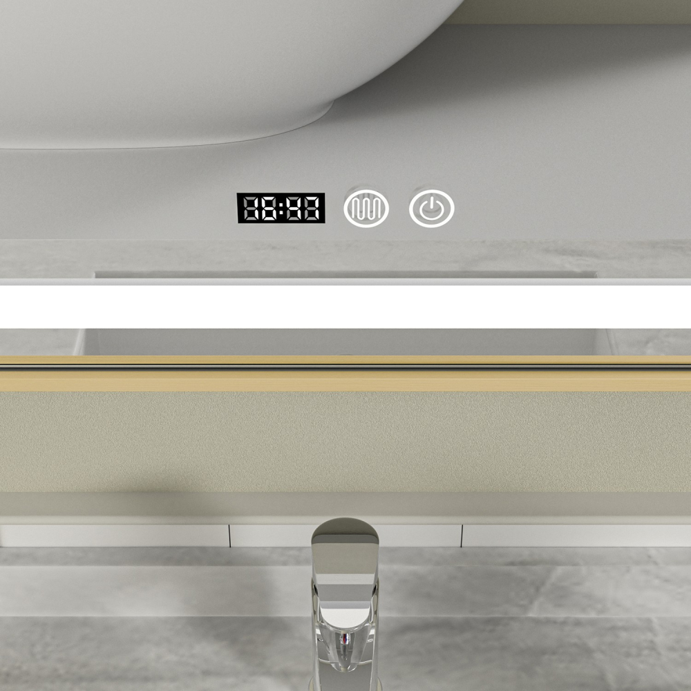 Oglinda baie cu led si lupa 80x60. Rama aurie - imagine 3