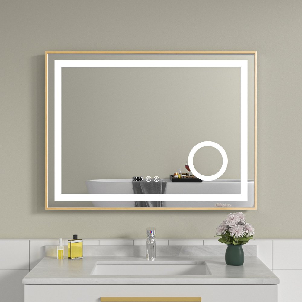 oglinda-baie-cu-led-si-lupa-80x60-rama-aurie.jpg Oglinda baie cu led si lupa 80x60. Rama aurie - imagine 1